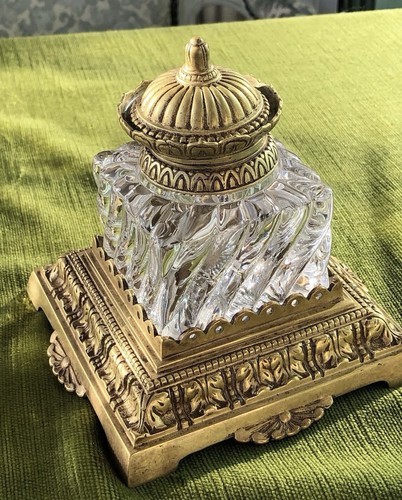 Tintenfass bronze kristall - tintenfass,, bronze,